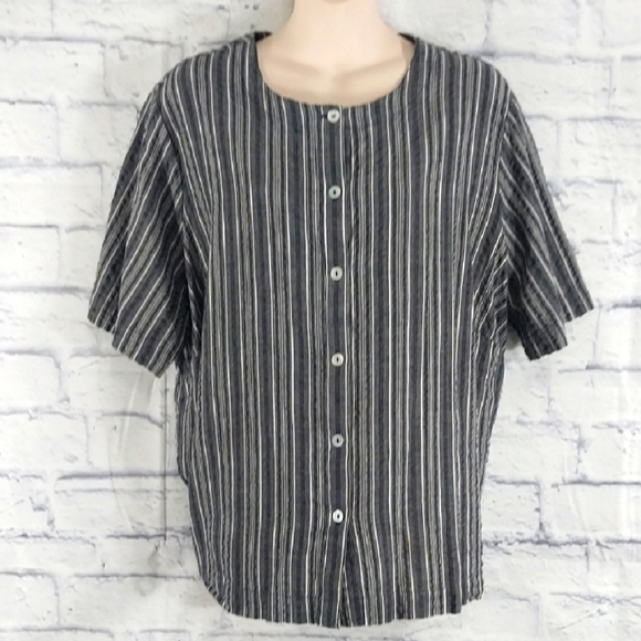 Appleseed's Top Short Sleeve Seersucker Button Down Sz 2X - Picture 1 of 4